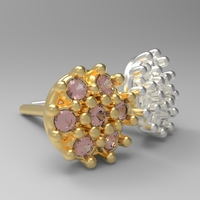 flower earing- 1mm stones - Thumbnail 3