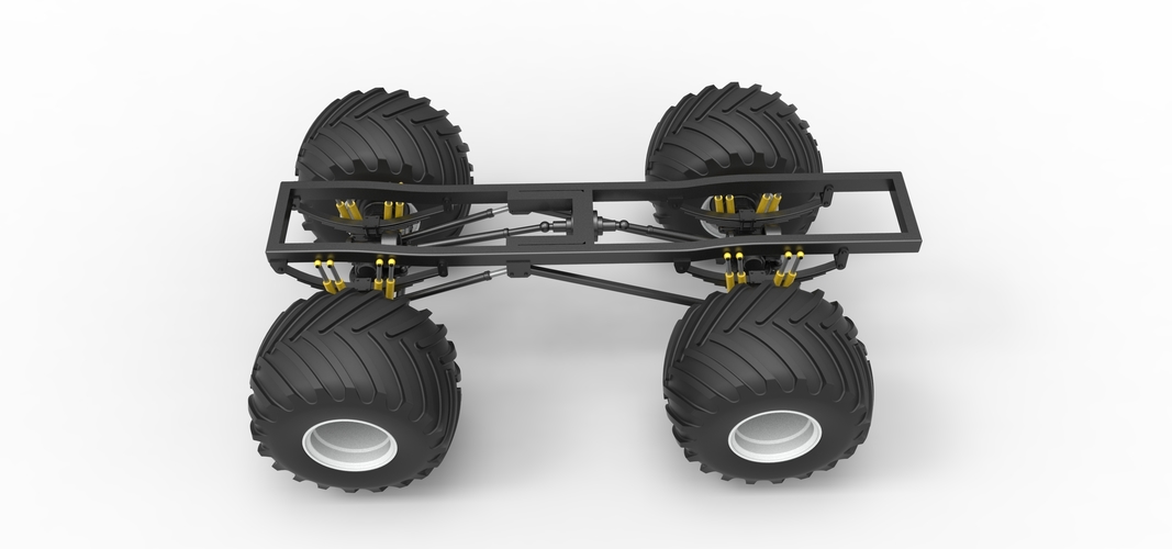 Diecast Chassis of vintage monster truck Scale 1:25 3D Print 525690