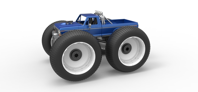 Vintage Monster Truck with 10 ft wheels Scale 1:25