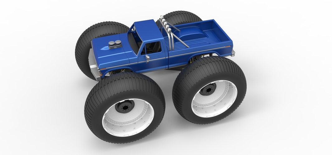 Vintage Monster Truck with 10 ft wheels Scale 1:25 3D Print 525828