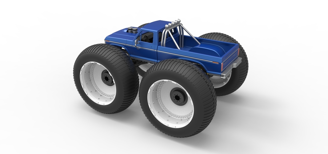 Vintage Monster Truck with 10 ft wheels Scale 1:25 3D Print 525836