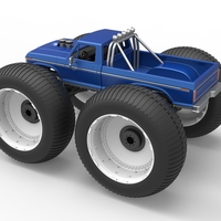 Vintage Monster Truck with 10 ft wheels Scale 1:25 - Thumbnail 12