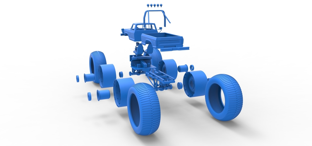 Vintage Monster Truck with 10 ft wheels Scale 1:25 3D Print 525849