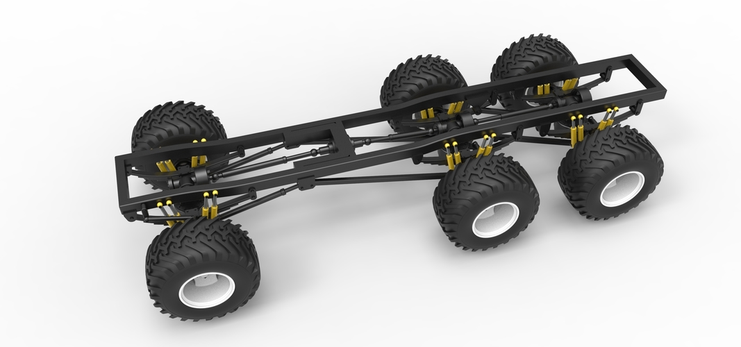 Chassis of 6x6 Monster Truck Scale 1:25 3D Print 525997