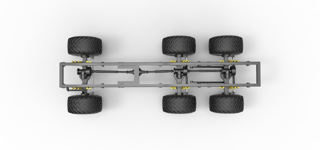 Chassis of 6x6 Monster Truck Scale 1:25 3D Print 526004