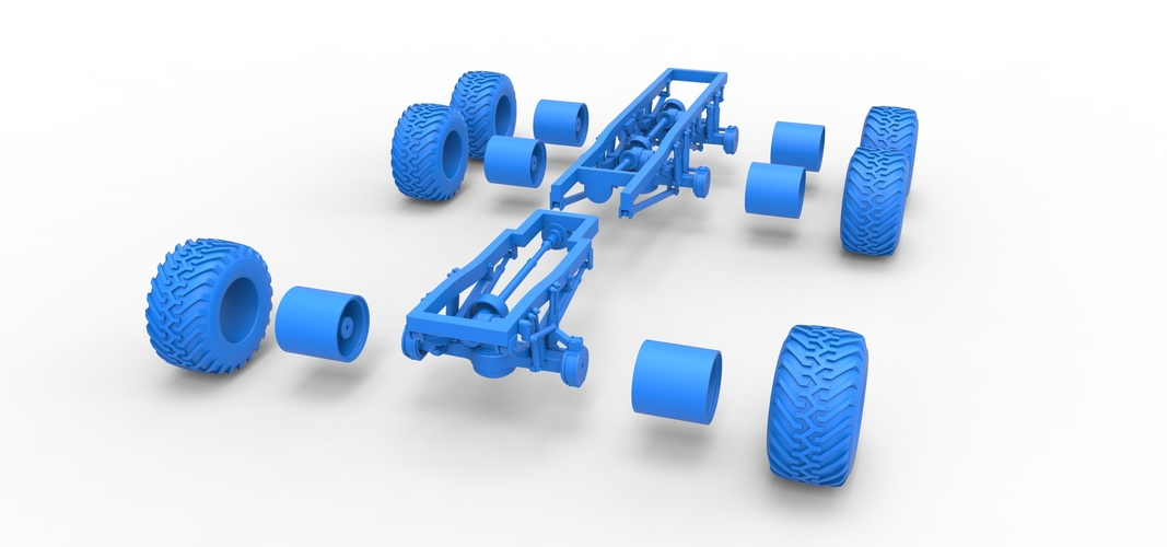 Chassis of 6x6 Monster Truck Scale 1:25 3D Print 526011