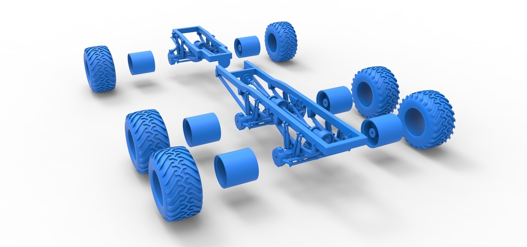 Chassis of 6x6 Monster Truck Scale 1:25 3D Print 526013