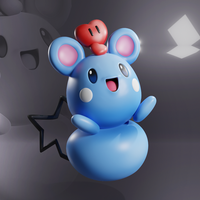 Small AZURILL POKEMON WITH LITTLE HEART - FANART 3D Printing 526562