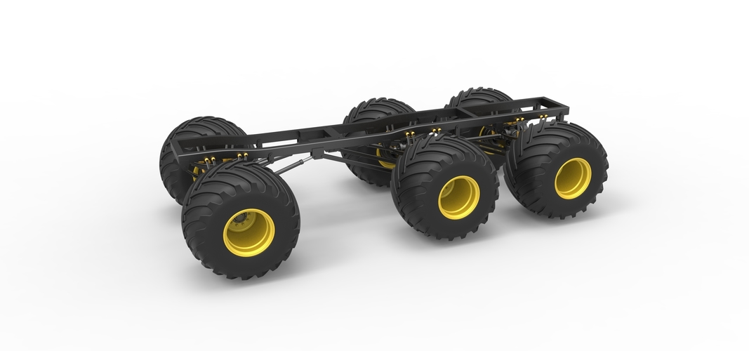 Chassis of 6x6 Monster Truck Version 2 Scale 1:25 3D Print 526654