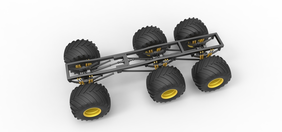 Chassis of 6x6 Monster Truck Version 2 Scale 1:25 3D Print 526657