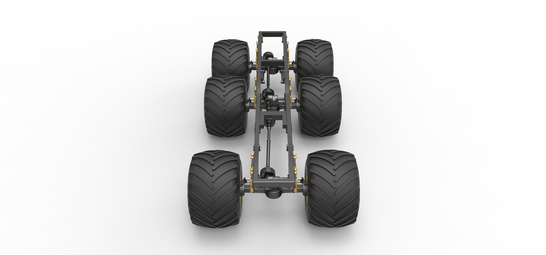 Chassis of 6x6 Monster Truck Version 2 Scale 1:25 3D Print 526661