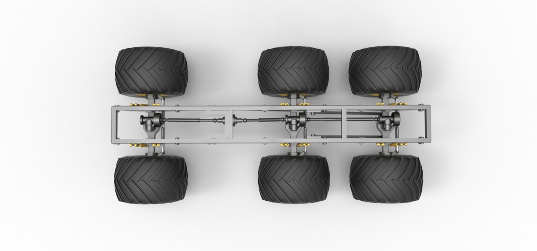 Chassis of 6x6 Monster Truck Version 2 Scale 1:25 3D Print 526664