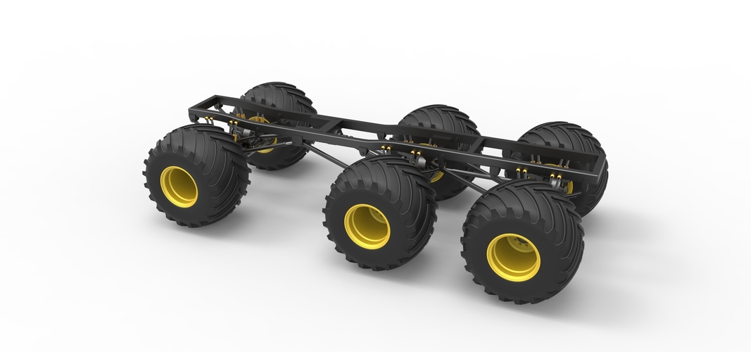 Chassis of 6x6 Monster Truck Version 2 Scale 1:25 3D Print 526665