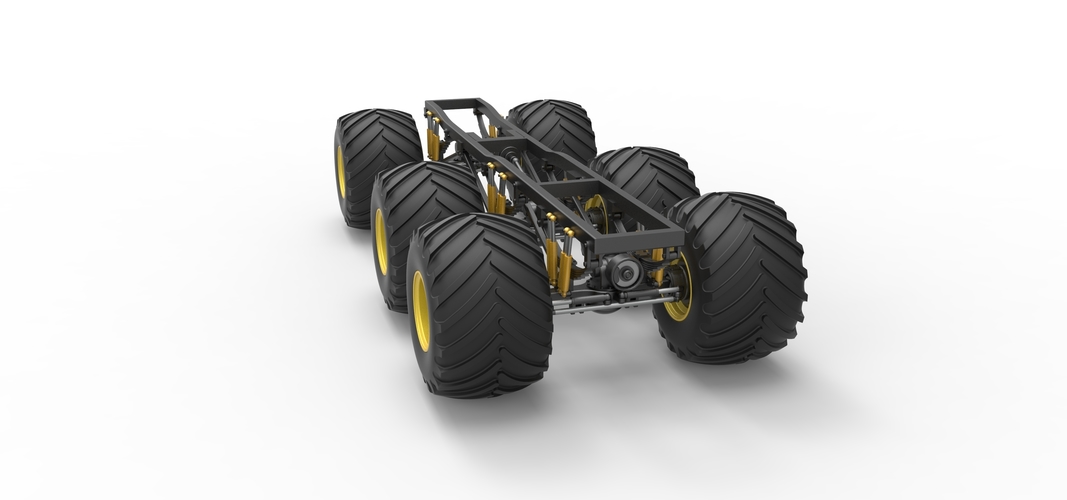 Chassis of 6x6 Monster Truck Version 2 Scale 1:25 3D Print 526667