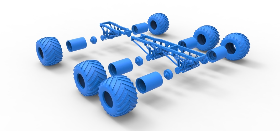 Chassis of 6x6 Monster Truck Version 2 Scale 1:25 3D Print 526674