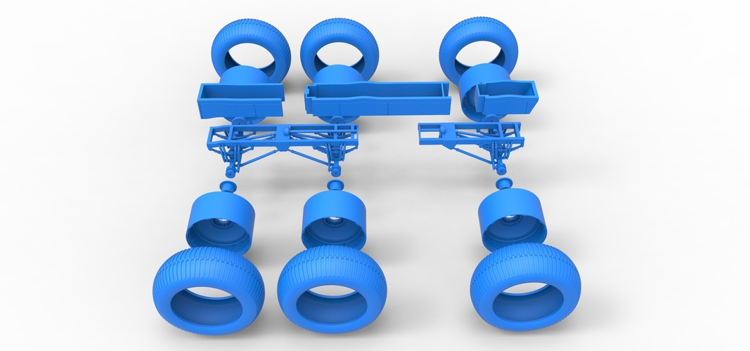 Chassis of 6x6 Monster Truck Version 3 Scale 1:25 3D Print 526777