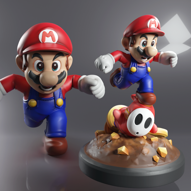 MARIO HITTING SHY GUY - SUPER MARIO FAN ART FIGURE