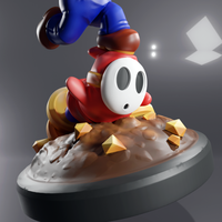 MARIO HITTING SHY GUY - SUPER MARIO FAN ART FIGURE - Thumbnail 2