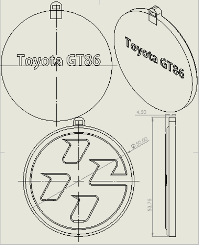 KEYRING TOYOTA GT86 1 3D Print 527755