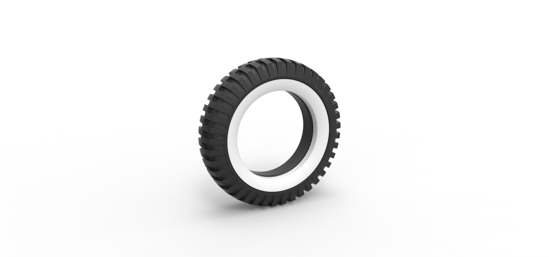 Military Whitewall tire Scale 1:25 3D Print 527945