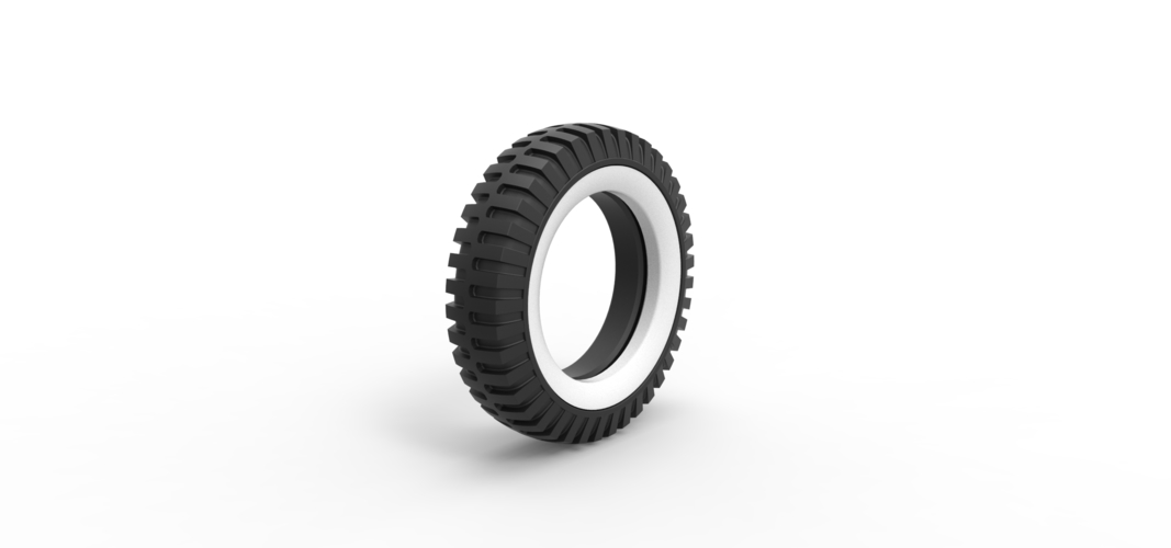 Military Whitewall tire Scale 1:25 3D Print 527946