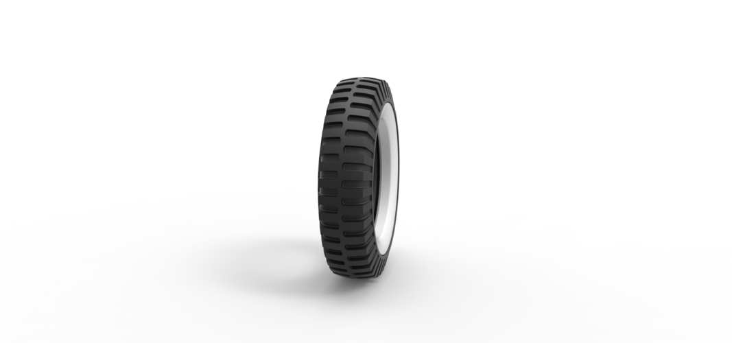 Military Whitewall tire Scale 1:25 3D Print 527947