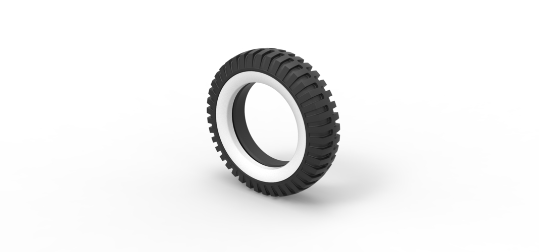 Military Whitewall tire Scale 1:25 3D Print 527951