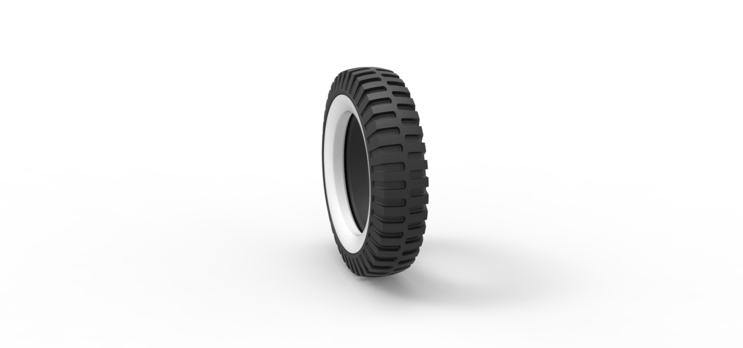 Military Whitewall tire Scale 1:25 3D Print 527952