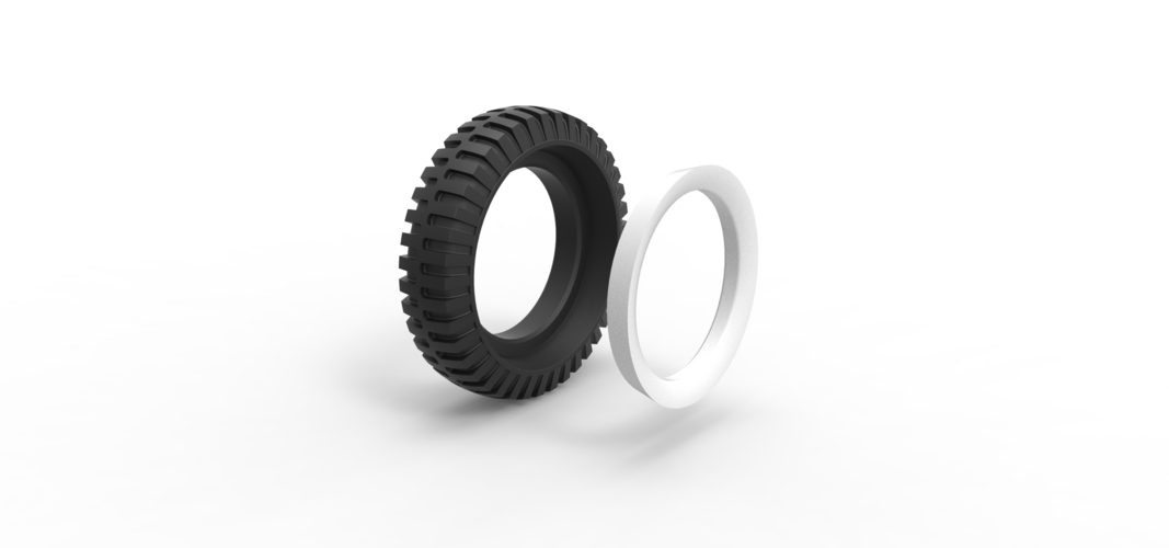 Military Whitewall tire Scale 1:25 3D Print 527953