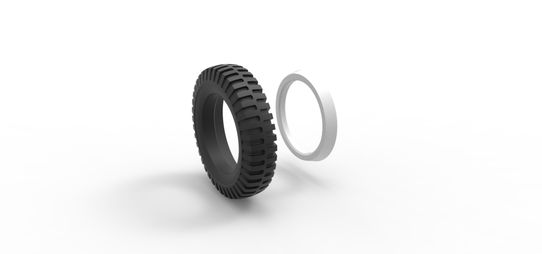 Military Whitewall tire Scale 1:25 3D Print 527954