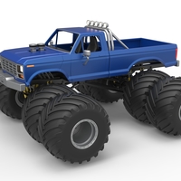Vintage Monster Truck with double wheels 1:25 - Thumbnail 1