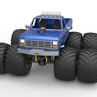 Vintage Monster Truck with double wheels 1:25 - Thumbnail 5