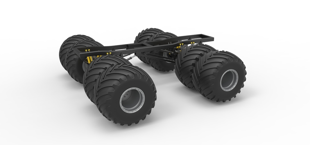 Chassis of vintage monster truck with double wheels 1:25 3D Print 528340