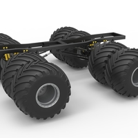 Small Chassis of vintage monster truck with double wheels 1:25 3D Printing 528340