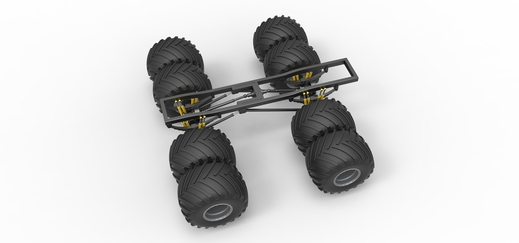 Chassis of vintage monster truck with double wheels 1:25 3D Print 528343