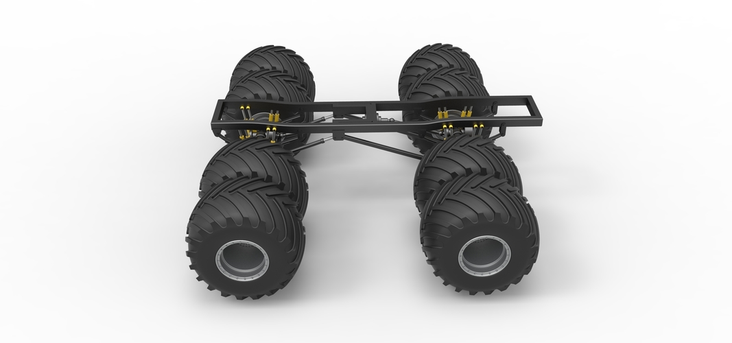 Chassis of vintage monster truck with double wheels 1:25 3D Print 528349