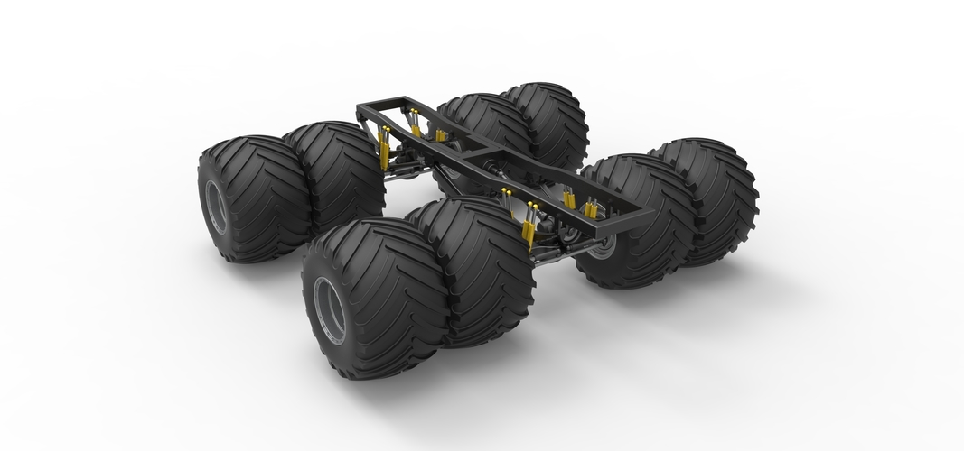 Chassis of vintage monster truck with double wheels 1:25 3D Print 528351
