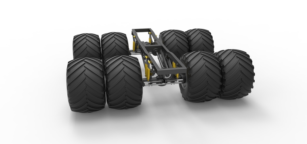 Chassis of vintage monster truck with double wheels 1:25 3D Print 528352