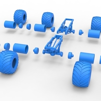 Chassis of vintage monster truck with double wheels 1:25 - Thumbnail 16