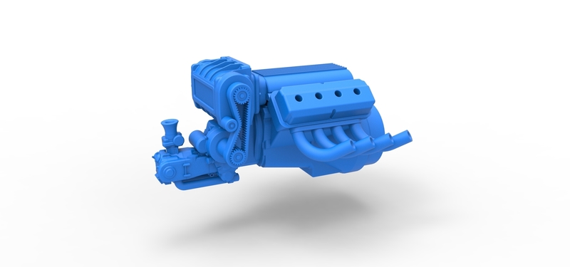 Engine V8 for vintage dragster V2 Scale 1:25