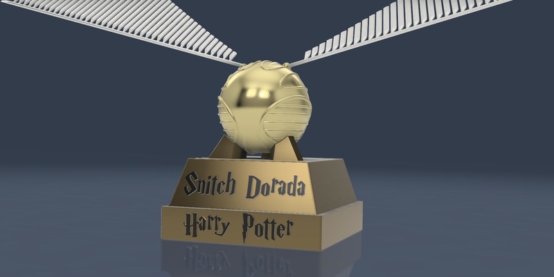 SNITCH DORADA CON BASE Y LETREROS INTERCAMBIABLES