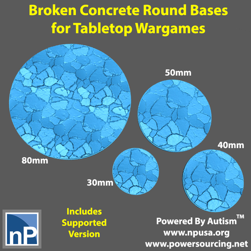 Bases for Wargames - Broken Concrete 3D Print 529290