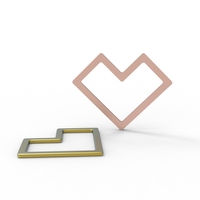square wire heart pendant - Thumbnail 2
