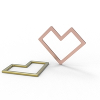square wire heart pendant - Thumbnail 3