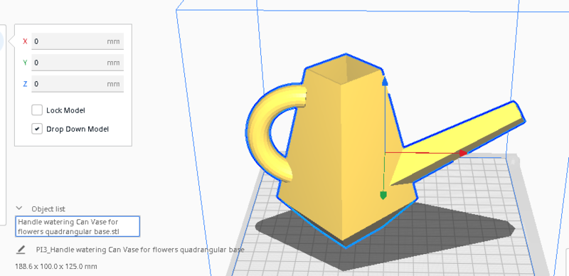 Handle watering Can Vase for flowers quadrangular base