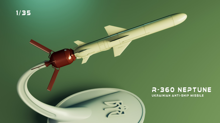 Ukrainian R-360 Neptune anti-ship missile with stand 3D Print 530127