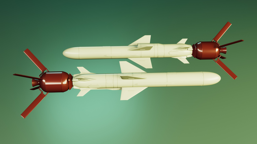 Ukrainian R-360 Neptune anti-ship missile with stand 3D Print 530131