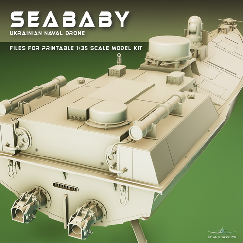 Ukrainian naval drone SeaBaby with stand resin kit files 3D Print 530191