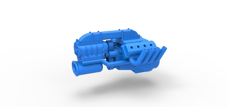 Engine V8 for vintage dragster Version 3 Scale 1:25