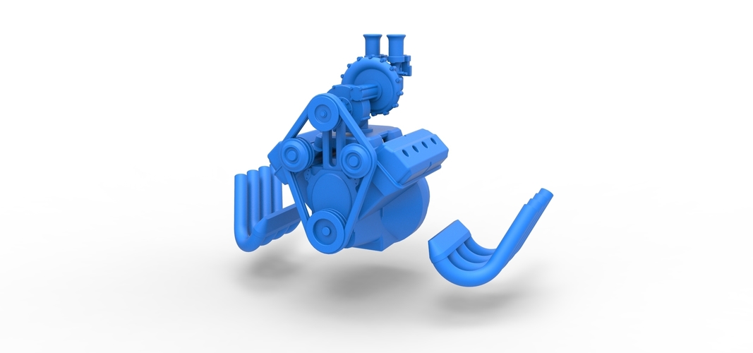 Engine V8 with Centrifugal blower V2 Scale 1:25 3D Print 530623